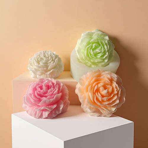 2PCS Peony Rose Flower Candle Molds Silicone for Candle Soap Resin Clay Making Kit