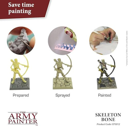 The Army Painter Colour Primer Skeleton Bone, 400 mL Acrylic Spray Primer, Spray Paint Basecoat for Miniature Priming, Tabletop Roleplaying, Boardgames, and Wargames Miniature Modelling - color: Skeleton Bone
