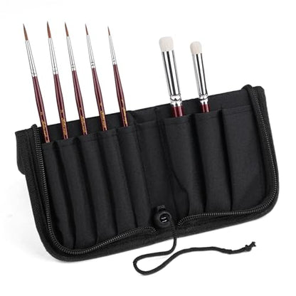 Kolinsky Sable Miniature Paint Brushes - Golden Maple 7pcs Detail Paint Brushes Drybrushes for Acrylic Watercolor, Small Fine Detail Paint Brush Set for Mini Paints (red) - color: Red