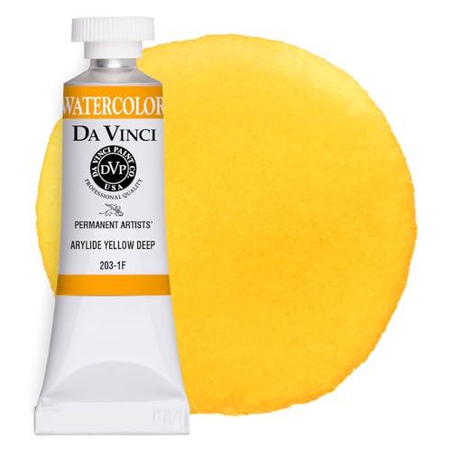 DA VINCI PAINTS Professional Artist Watercolor Paint, Arylide Yellow Deep, 15mL - color: Arylide Yellow Deep, style: 15mL