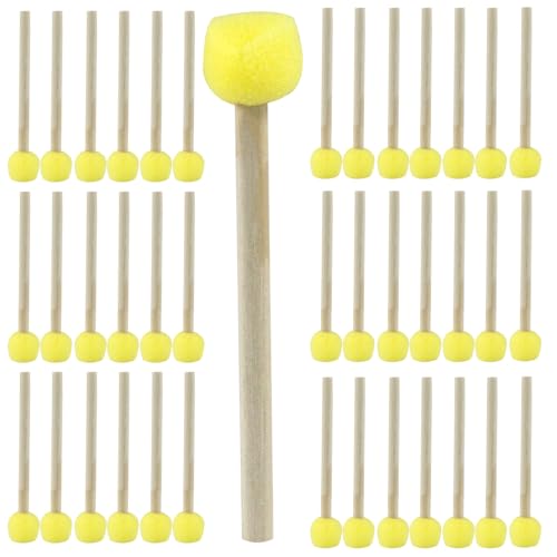40 Pcs Round Sponge Brush Paint Set,15mm Foam Sponge Wood Handle Paint Brush Set for Painting Crafts, DIY Painting Tools(0.6 Inch) - style: 40 * 0.6Inch