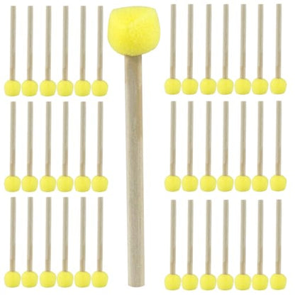 40 Pcs Round Sponge Brush Paint Set,15mm Foam Sponge Wood Handle Paint Brush Set for Painting Crafts, DIY Painting Tools(0.6 Inch) - style: 40 * 0.6Inch