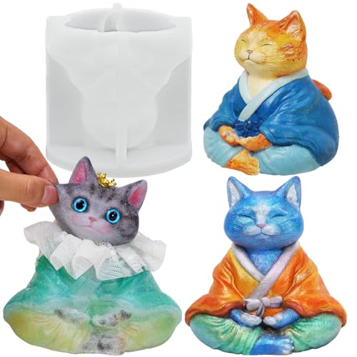 Cat Silicone Mold for Taba Squishy, Resin, Candle, Crafting Big 5'' Kitty - color: Cat