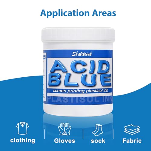 Shaliteink® Screen Printing Plastisol Ink Acid Blue - Highly Opaque Screen Printing Ink for Cotton, Polyester and Other Fabrics (32oz.) - color: Acid Blue, size: 32 fl oz