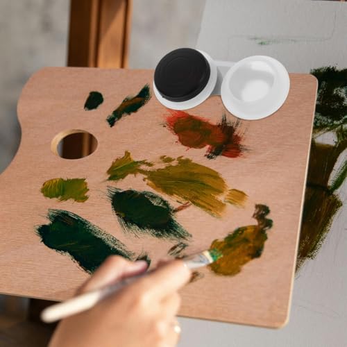 Double Palette Cup with Lid for Oil Painting 4.33X2.08X0.78In Portable Paint Mixing Palette and Brush Washer Professional Artist Supplies