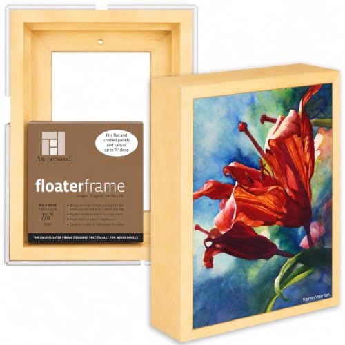 Ampersand Art Supply Floaterframe | 5"x7" | 7/8" Depth | Bold Style | Hardwood Floating Frame in Maple Finish for Canvas, Wood Panels & Artwork - color: Maple Bold, size: 5"x7"