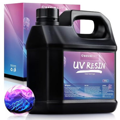UV Resin 1000g, Upgrade Crystal Clear Hard Ultraviolet Epoxy Resin Glue, Low Odor Transparent Solar Cure Sunlight Activated Resin for Jewelry Making, DIY Craft Decoration, Mold, Casting and Coating - size: 1000g