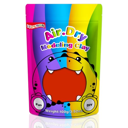 ifergoo Red Air Dry Clay, DIY Creative Modeling Clay for Kids, Super Light Magic Foam Clay for Kids Age 3-12, Soft, No-Sticky & Non-Toxic, Molding Clay for School Art & Craft Project(Red 100g/3.5oz) - color: Red/100g