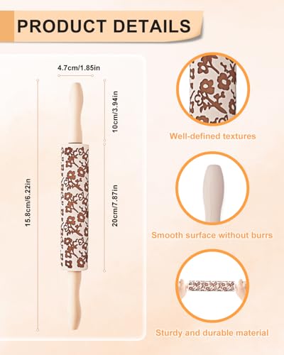 eZAKKA Clay Modeling Pattern Rollers Kit, Wooden Polymer Clay Texture Roller for Pottery, Ceramics & DIY Handcrafts, Style 2 - size: Style 2