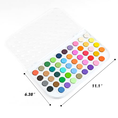 TRANSON 48 Colors Watercolor Paint Set with 4pcs Paint Brushes and 1pcs Water Brush Pen for Adults, Beginners and Artists