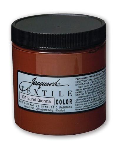 Jacquard Fabric Paint for Clothes - 8 Oz Textile Color Burnt Sienna Leaves Fabric Soft - Permanent and Colorfast - Professional Quality Paints Made in USA - Holds up Exceptionally Well to Washing… - color: Burnt Sienna, size: 8 Fl Oz (Pack of 1)