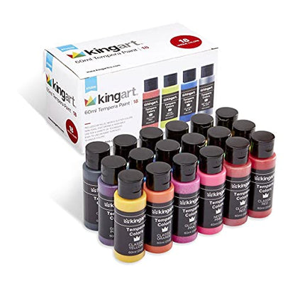 KINGART Washable Tempera Paint, 18 Unique Colors, 60ml (2oz) Poster Paint, Art Supplies for Finger Painting, School Projects, and Crafting