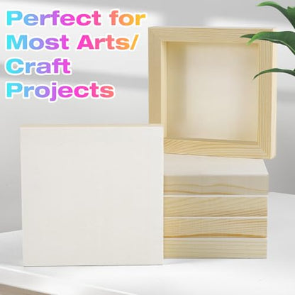 10 Pack Unfinished Wood Canvas, 5 x 5 inch Wood Panel Boards, DIY Arts Crafts Wooden Canvas Boards, Square Wooden Panels Blank Board for Painting Pouring Art Projects