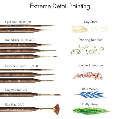 Artify Extreme Detail Paint Brushes Set, 10pcs Multi-Shape Fine Detail Brushes with Portable Bag, Ultra Fine Paint Brush Set for Miniature & Illustration Painting - style: 10Pcs-Handbag