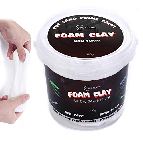 Moldable Cosplay Foam Clay (White) – High Density and Hiqh Quality for Intricate Designs | Air Dries to Perfection for Cutting with a Knife or Rotary Tool, Sanding or Shaping - color: White, size: 300g