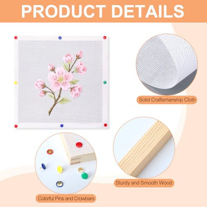 Novabright 128 Pcs 18 Mesh Needlepoint Canvas Kit for Beginners Adult Include 4 Pcs 12 Inch White Blank Needle Point Canvas 16 Stretcher Bars 100 Thumbtacks 2 Masking Tape 6 Sets Paint Tool DIY Crafts