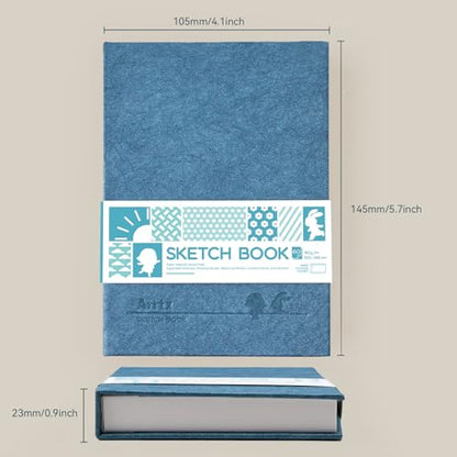 Arrtx Premium A6 Sketchbook 5.8"x4.1" - 60 Sheets/120 Pages, 180gsm Acid-Free Paper Blank Sketch Book, Hardcover Portable Artist Sketch Journal for Drawing, Illustration & Travel - size: A6
