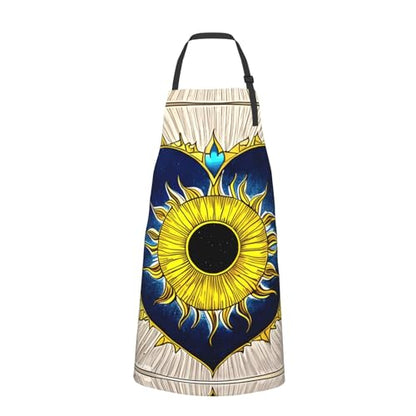 Cartoon heart sun Heavy Duty Waterproof Apron with Pockets for AdultsResistant Grilling, Gardening, Painting - color: Cartoon Heart Sun