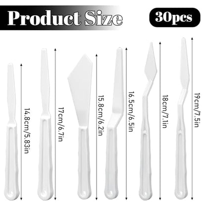 30Pcs Plastic Spatula Palette Knives Set, Pallete Knife Thin and Flexible Art Knife Tools for Carving Oil Acrylic Watercolor Painting Painting Knives for Mixing Spreading Scratching Layering Colors