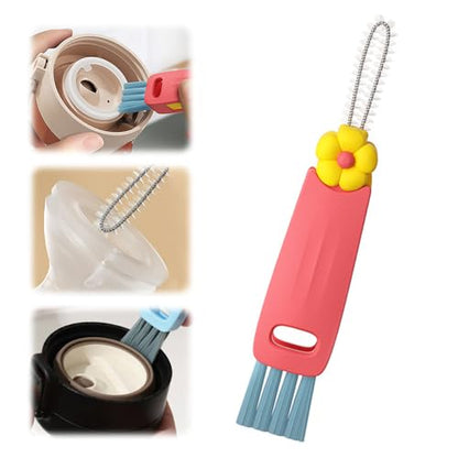 3 in 1 Cup Lid Cleaning Brush, 2024 New Crevice Cleaning Brush Set for Baby Bottle Gap Tight Spaces Cup, 3 in 1 Multifunctional Cleaning Brush Portable Cup Lid Cleaner with Brush(D) - color: D1