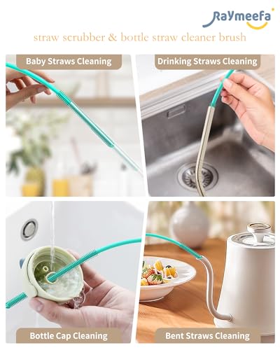 Straw Cleaner Brush Set - Raymeefa Scratch-Free Detail Cleaning for Reusable Straws & Tumblers (Green) - color: Green