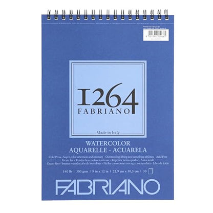 Fabriano 1264 Watercolor Pad, Bright White - size: 9 x 12
