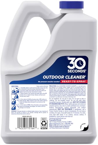 30 SECONDS Outdoor Cleaner 2 Pack with Hose End Sprayer - Cleans Stains from Algae, Mold and Mildew on Vinyl Siding, Deck, Patio, Brick and More - size: 64 Fl Oz (Pack of 2)
