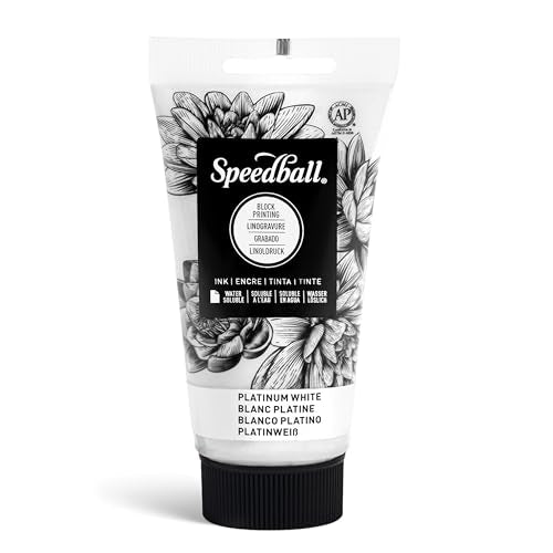 Speedball 3517 Water-Soluble Block Printing Ink – Bold Color With Satin Finish AP Certified 2.5 FL OZ, Platinum White - color: Platinum White, size: 2.5 fl oz