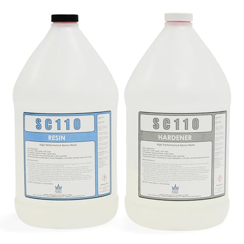 Epoxy Resin Kit with Hardener - Crystal Clear, Self-Leveling, UV-Resistant, Non-Toxic Formula - High Gloss Finish for Table Tops, River Tables, Wood, Art, Crafts, Marine and DIY Projects – 2:1 Ratio - size: 1 Gallon Kit