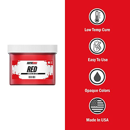 Rapid Cure® Red Plastisol Ink (8 oz.) and Ecotex® Plastisol Press Wash (Pint - 16oz.) - Ink for Screen Printing Fabric, Screen Printing Cleaner/Degreaser - Silk Screen Press Wash/Plastisol Ink - color: Red