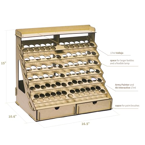 Craft Paint Storage-Modular Paint Organizer - Holds 105 Bottles of Vallejo, 14 Brushes, 2 Cabinets, and Miniature Stands - Art Tool Storage Rack for Miniature Set - size: 105