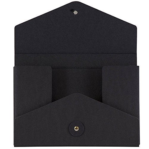 JAM PAPER Kraft Portfolio with Button and String Tie Closure - Video Size - 5 1/2 x 8 1/2 x 1 - Black Recycled - Sold Individually - color: Black Recycled, size: Video Size (5 1/2" x 8 1/2" x 1")