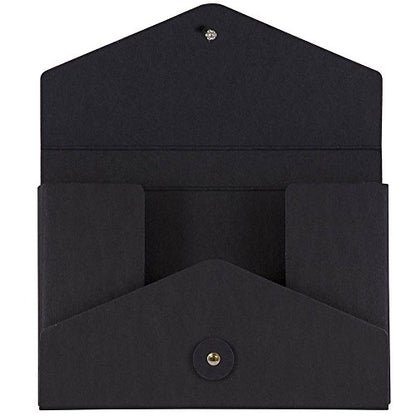 JAM PAPER Kraft Portfolio with Button and String Tie Closure - Video Size - 5 1/2 x 8 1/2 x 1 - Black Recycled - Sold Individually - color: Black Recycled, size: Video Size (5 1/2" x 8 1/2" x 1")
