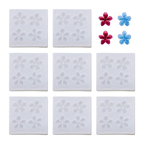 Craftdady 10pcs Flower Silicone Mold 4 Shapes Floral 5-Petal Flower Resin Casting Mold for Epoxy Resin UV Resin Pendant Earring Jewelry Keychain Making - color: Transparent, Flower-a