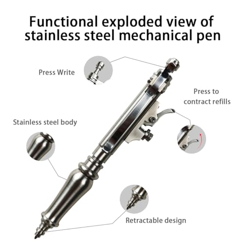 Dr. Metalleung Heavy Duty Pocket Bolt Action Pen – Retractable Stainless Steel Ballpoint Pen Clip, Refillable Ink Cartridge, Perfect for Smooth Office Writing, Everyday Carry (EDC), and Gifts - style: Mechanical