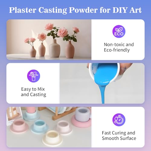 Plaster Casting Powder 5000G/176 OZ, Water Activated Fast Curing Plaster Casting Powder, 20-30 Minutes Demold, Beginners Friendly Casting Powder Kit for Resin Molds, Crafts & DIY Art - size: 5KG/176 OZ