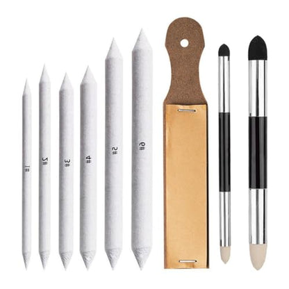 9pcs Blending Tools for Charcoal Sketch Drawing with Sharpener