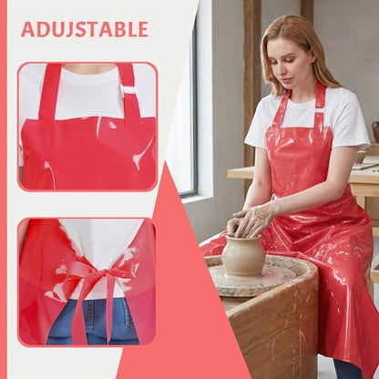 Nanxson TPU Waterproof Apron Lightweight Work Apron with Adjustable Buckle | Liquid Resistant,Neck buckle design,Easy to clean,Unisex,Butcher Apron for Dishwashing Grooming,Halloween - color: Red