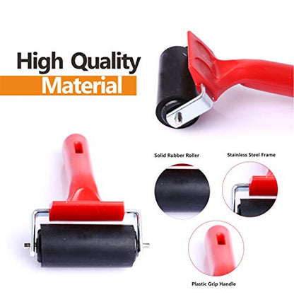 UCEC Brayer Roller, Durable Hard Rubber Roller Brayers, Brayer Rollers for Crafting, Glue Roller Paint Brushes for Printmaking Stamping Gluing (2.4”, 5.9”, 7.9”), 3 Pack - color: 2.4+5.9+7.9 Inch-Red