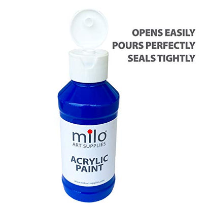 milo Acrylic Paint Set of 6 Colors | 4 oz Bottles | Student Primary Colors Acrylics Painting Pack | Made in the USA | Non-Toxic Art & Craft Paints for Artists & Hobby Painters - style: Primary Set 6 x 4 oz