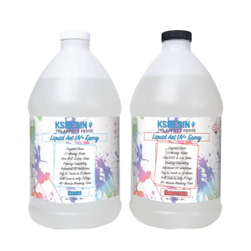 Tumbler Coating Epoxy - Liquid Art UV+ - Best UV Resistance - Clear - Non-Toxic - 1 Gallon Kit (Combined) - size: 1 Gallon Kit (Combined)