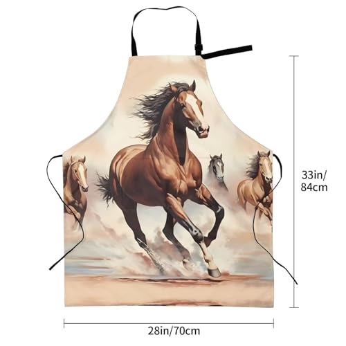 Prancing Brown Horse Heavy Duty Waterproof Apron with Pockets for AdultsResistant Grilling, Gardening, Painting - color: Prancing Brown Horse