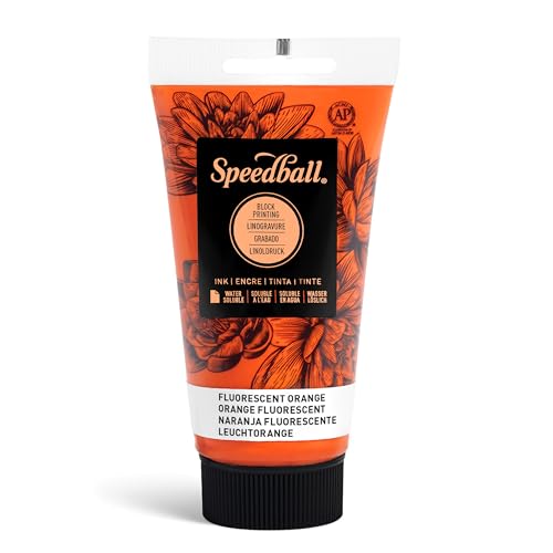 Speedball Water-Soluble Block Printing Ink, 2.5-Ounce Tube, Fluorescent Orange - color: Fluorescent Orange, size: 2.5 fl oz