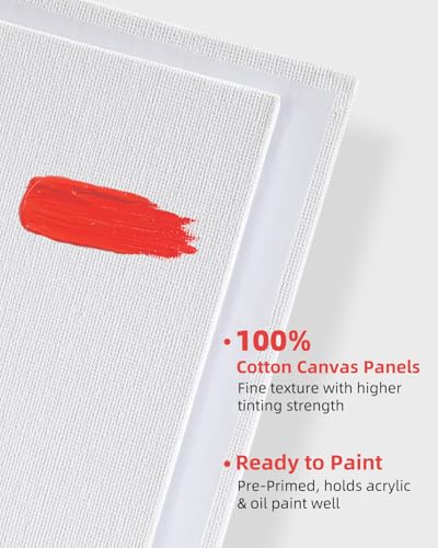 Simetufy 12 Pack 8x8 Inch Painting Canvas Panels Blank Square Canvas Boards for Painting, 8oz Gesso Primed Acid-Free 100% Cotton for Acrylics Paints - size: 8"x8"