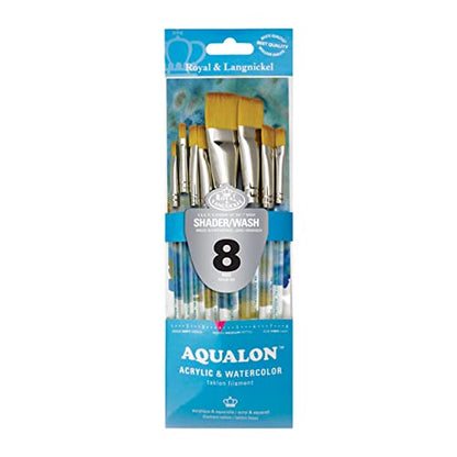 Royal & Langnickel Aqualon Flat & Shader Artist Brush Set, 8-Piece