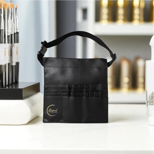 Beyond Shadow Brand™ – Black PU Leather Makeup Brush Pouch | Holds Up to 40 Brushes & Pencils | Professional Organizer with Adjustable Strap for Travel & On-the-Go Makeup Artists, 10LX10WX0.2H Inch
