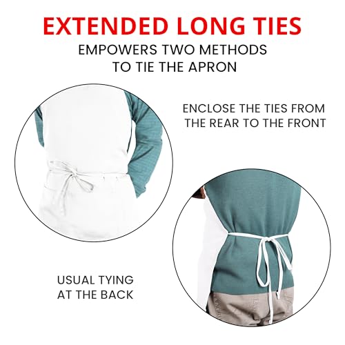 Utopia Kitchen 10 Pack Bib Apron Adjustable with 2 Pockets, Water and Oil Resistant, Cooking Kitchen Chef Apron for Women Men - color: White