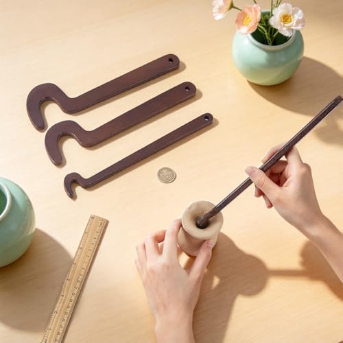 BENECREAT 4Pcs Wooden Pottery Throwing Stick, Pottery Quick Shaping Tools, Clay Sculpting Tool with Various Sizes for Clay Body, Bottom, and Rim