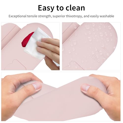 Travel Makeup Brush Holder with Cleaning Pad -Silicone Brush Organizer Case, Magnetic Closure Waterproof Cosmetic Bag for Easy Storage & On-the-Go Cleaning (9.05 Inch) - color: Pink