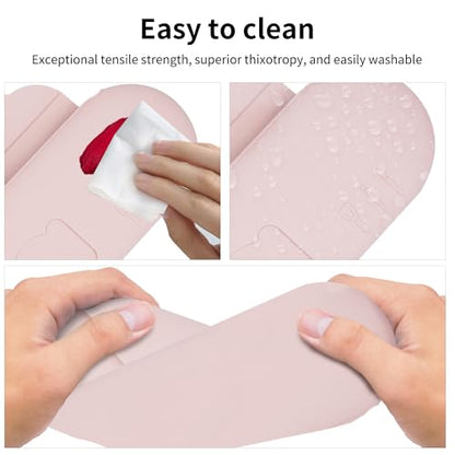 Travel Makeup Brush Holder with Cleaning Pad -Silicone Brush Organizer Case, Magnetic Closure Waterproof Cosmetic Bag for Easy Storage & On-the-Go Cleaning (9.05 Inch) - color: Pink
